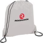 White drawstring bag with Rossignol logo in red and black.