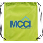 Green drawstring bag with MCCI Medical Group logo in blue.