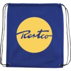 Blue drawstring bag with a yellow circle and Rentco logo on the front.
