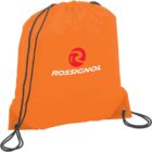 Orange drawstring bag with ROSSIGNOL and logo in white.