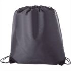 A black drawstring backpack with a simple design.