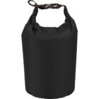 A black waterproof dry bag with a roll-top buckle closure.