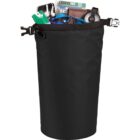 Black utility bag filled with various electronic gadgets and accessories.