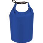 Blue roll-top dry bag with black buckle closure.