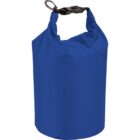Blue waterproof dry bag with a black clip closure at the top.