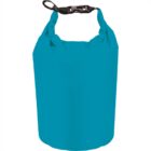Blue waterproof dry bag with a clip closure on top.