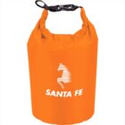 Orange dry bag with a white horse logo and Santa Fe text.