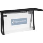 Clear pouch with black trim and fashionpoint logo on the front.