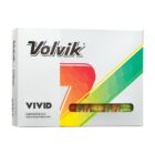 Custom Branded Volvik Vivid – 3 ball sleeves in a box with window and colorful balls inside.