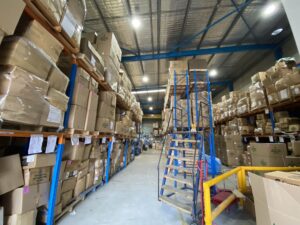On-site warehouse filled with boxes