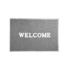 Gray doormat with WELCOME written in bold white letters at the center.
