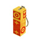 Colorful keychain USB drive with heart and circle patterns.