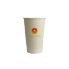 White cup with Sunrise logo featuring a sunrise design.