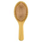 A wooden hairbrush with brown bristles on a white background.