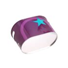 Purple oval tin with a teal star design on the side.