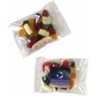 Two clear plastic bags filled with assorted colorful gummy candies.