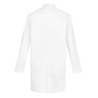 Back view of a long-sleeved white coat or lab coat.