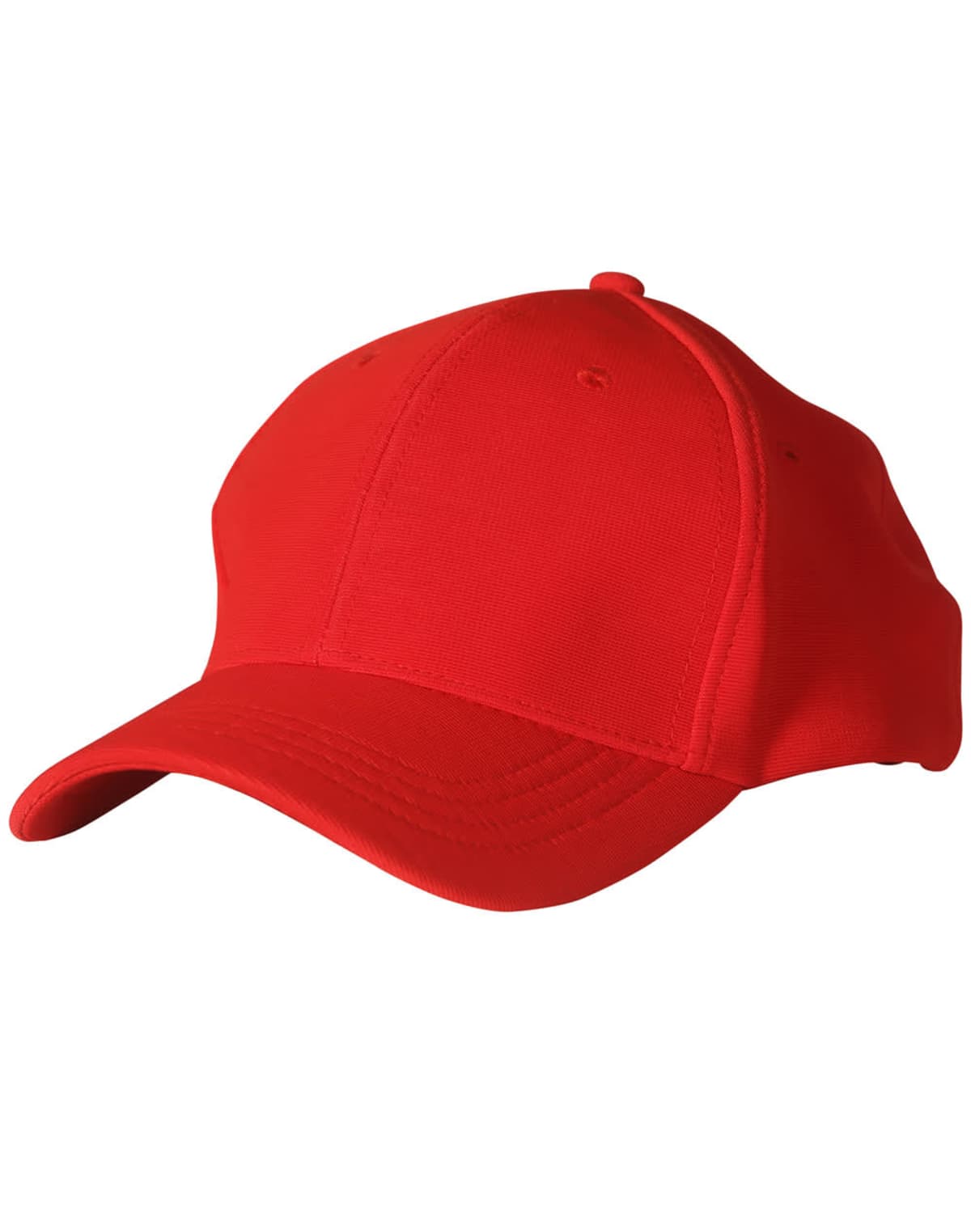 A plain red baseball cap on a white background.
