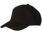 A plain black baseball cap with a curved brim on a white background.