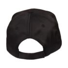 Back view of a black baseball cap with an adjustable strap and ventilation holes.
