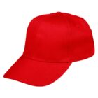 A plain red baseball cap on a white background.