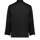 Black chef jacket with long sleeves, viewed from the back.