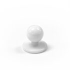 A white, round, knob-like object on a plain white background.
