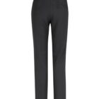 Back view of black dress pants with straight legs, featuring rear pockets.
