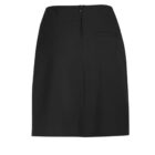 Black pencil skirt with a back zipper and pocket, isolated on a white background.
