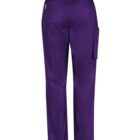 Purple scrub pants with a pocket on the side, shown from the back against a white background.