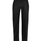 Black cargo pants with a side pocket on a white background.