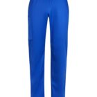 Blue scrub pants with an elastic waistband and side pocket.