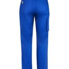 Blue pants with a rear pocket and a side cargo pocket, displayed on a white background.