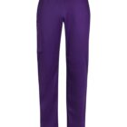 Purple scrub pants with elastic waistband and side pocket.