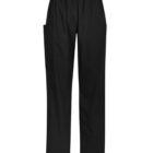 Black scrub pants with an elastic waistband and side pockets.