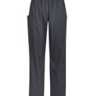 Black scrub pants with an elastic waistband and side pocket.