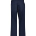 Back view of navy blue scrub pants with an elastic waistband and straight-leg design.