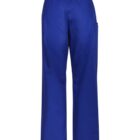 Blue scrub pants, back view, with elastic waistband and pockets.