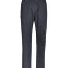 Dark gray pants with an elastic waistband and a side pocket, shown on a white background.
