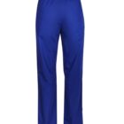 Back view of blue scrub pants with an elastic waistband and a back pocket.