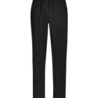 Black trousers with an elastic waistband, shown from the back.