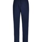 Dark blue lounge pants with an elastic waistband and drawstring.