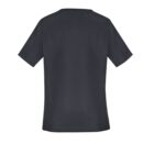Black short-sleeve t-shirt viewed from the back.