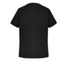 Black T-shirt, back view, on a white background.
