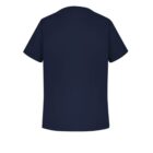 Plain navy blue short-sleeve T-shirt on a white background.