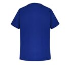 Plain blue short-sleeve T-shirt on a white background.