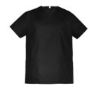 Black short-sleeve scrub top with three front pockets.
