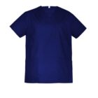 Dark blue short-sleeve scrub top with two lower pockets and a chest pocket.