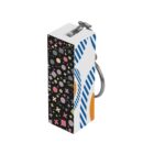Colorful geometric-patterned USB drive with a metal keyring attachment.