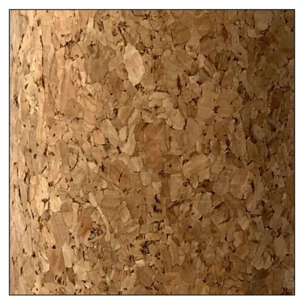 Close-up of a cork surface with a textured, speckled pattern in various shades of brown.